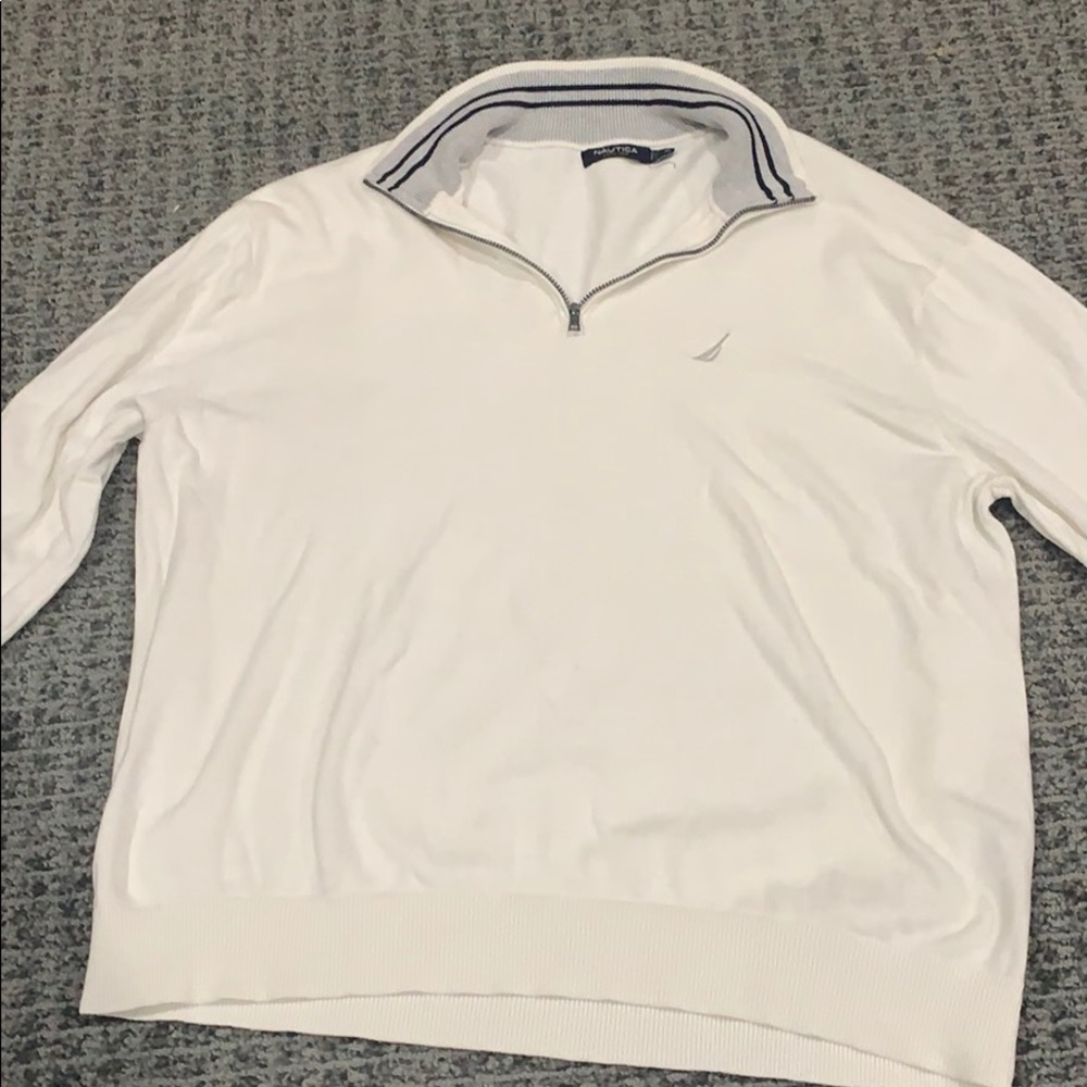 White Nautical quarter zip pullover